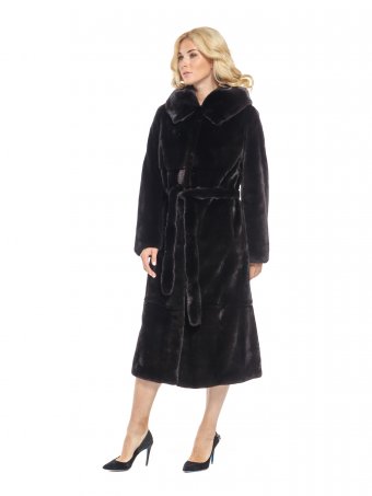 Женскиое пальто из меха норки с капюшоном